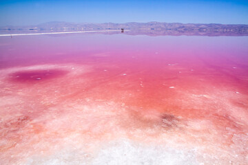 Beautiful pink Salt Lake of Shiraz, Iran.