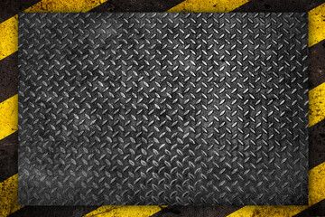 caution frame with metal background