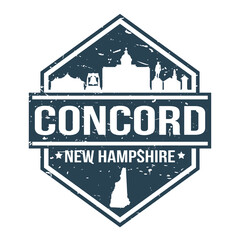 Concord New Hampshire Travel Stamp Icon Skyline City Design Tourism