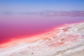 Beautiful pink Salt Lake of Shiraz, Iran.