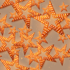 Fototapeta na wymiar Retro stars seamless pattern, light and shining