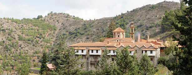 Machairas Monastery church in the forest on Cyprus Island.