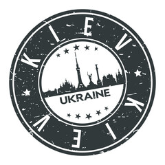 Obraz na płótnie Canvas Kiev Ukraine Europe Stamp Logo Icon Symbol Design Skyline City