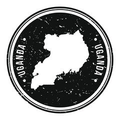 Uganda Map Symbol Round Design Stamp Travel and Business