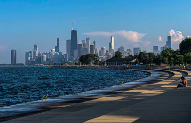 Chicago skyline from Lake Michigan lakefront