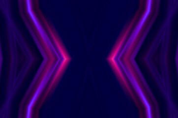Dark abstract background with neon ultraviolet lines, waves. Light neon effect. Laser light show, energy waves.