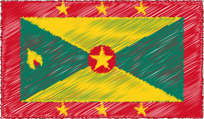 Vector Illustration of Sketch Style Grenada Flag