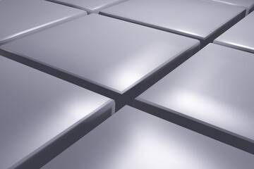 3d rendering of a square geometric shape on low angle close-up an abstract on gray texture and background