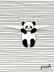 Cute panda illustration for t-shirt or other uses,in vector
