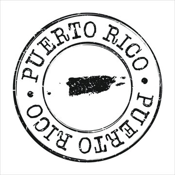 Puerto Rico Map Symbol. Round Design Stamp. Travel and Business Vector.