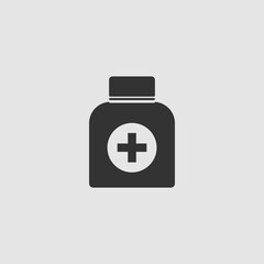 Medicine bottle icon flat