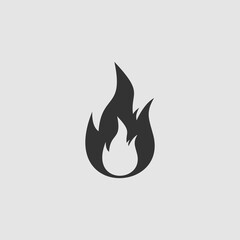 Flame gas fire icon flat