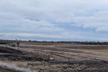 winter landscape with blue sky and clouds