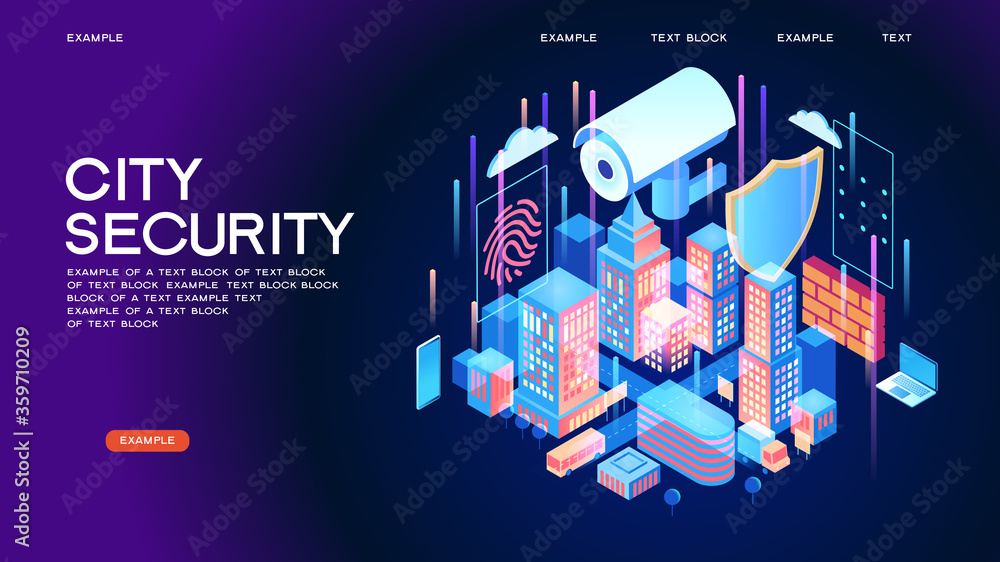 Aufkleber security control concept. secure infographic. concept with technology system. 3d isometric vector il