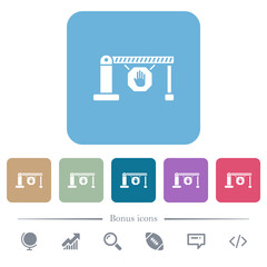 Fototapeta premium Closed barrier with stop sign flat icons on color rounded square backgrounds