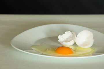 broken egg on a plate