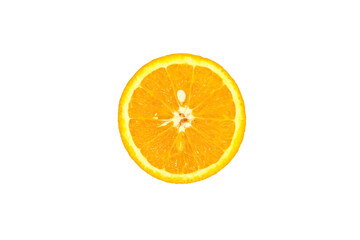 Isolated half of an orange on a white background without a shadow