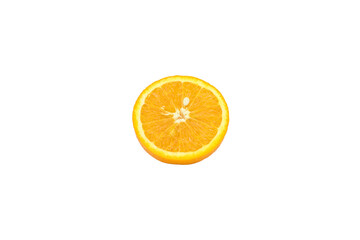 Isolated half of an orange on a white background without a shadow
