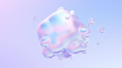 Holographic liquid blobs abstract flowing animation. 4K abstract background loop with alpha matte. - Powered by Adobe