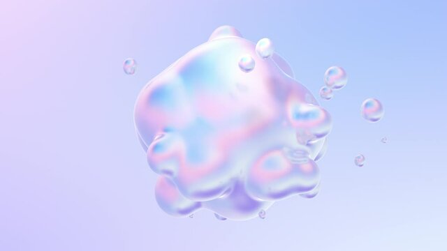 Holographic liquid blobs abstract flowing animation. 4K abstract background loop with alpha matte. 