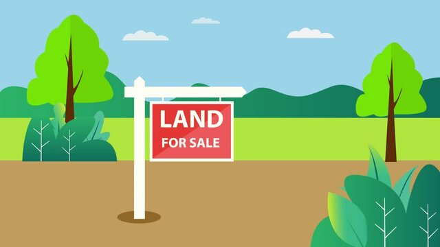 Signboard animation with text of land for sale