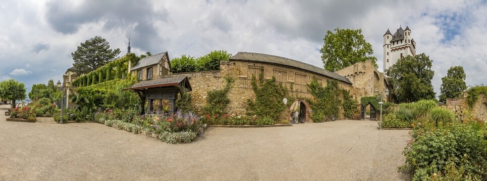 Panoramic picture of Eltville castle in Germany in summer