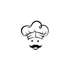 Chef in a cooking hat vector logo. Icon or symbol for design menu restaurant, cooking club, food studio or home cooking.