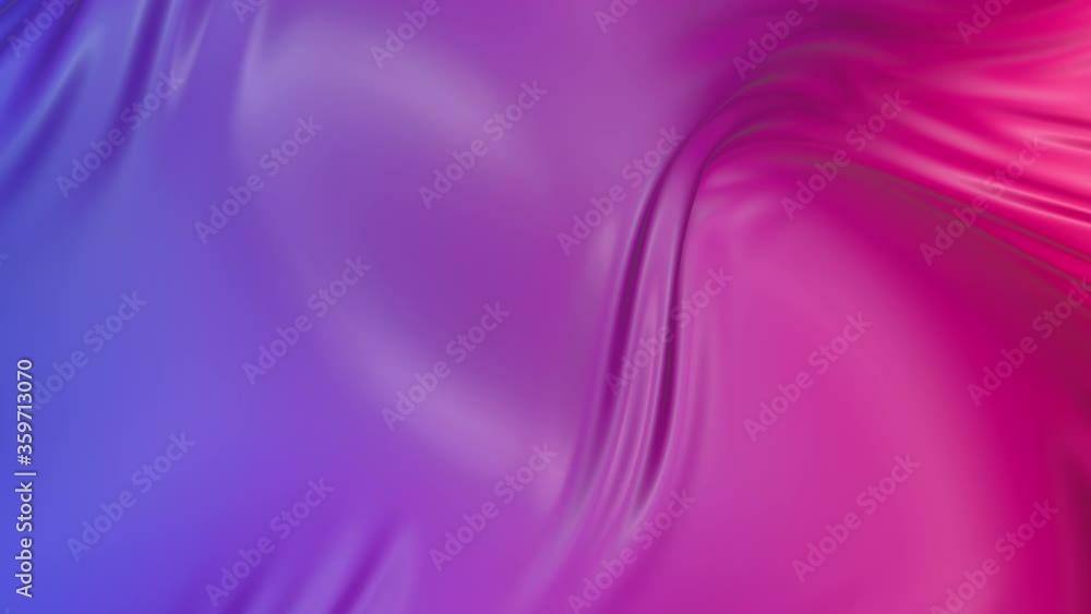 Poster animated texture in 4k. 3d animation of red violet gradient of wavy cloth surface that forms ripples