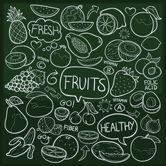 Fruit Food Doodle Icon Chalkboard Sketch