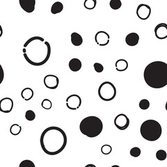 Circles seamless pattern. Random doodle dots texture background. Hand drawn design.