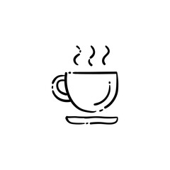 Cup of coffee hand drawn icon. Doodle icon of cafeteria symbol.