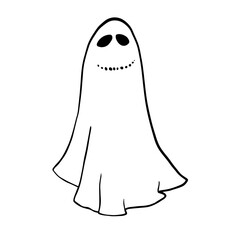 Smiling ghost halloween. Vector illustration on white background. For postcards, posters, stickers and professional design.