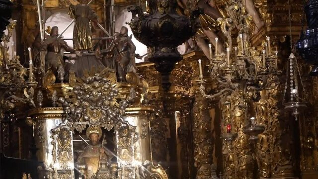inside view of the cathedral in Santiago de Compostela