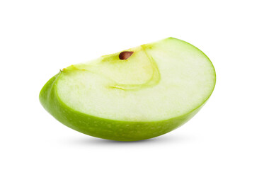 Green apple slice on white background