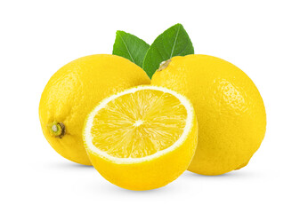 Obraz na płótnie Canvas lemon with leaf on white background
