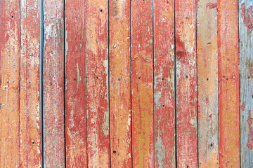 red and brown old Board with cracks from old paint, vintage grunge style with cracked surface background for your text, decoration or advertising template, retro art