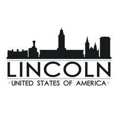 Obraz na płótnie Canvas Lincoln Skyline Silhouette Design City Vector Art Famous Buildings