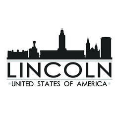 Fototapeta premium Lincoln Skyline Silhouette Design City Vector Art Famous Buildings