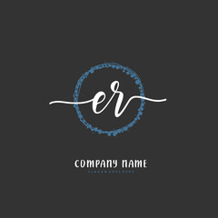 Fototapeta premium E R ER Initial handwriting and signature logo design with circle. Beautiful design handwritten logo for fashion, team, wedding, luxury logo.
