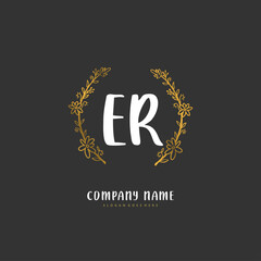 E R ER Initial handwriting and signature logo design with circle. Beautiful design handwritten logo for fashion, team, wedding, luxury logo.