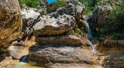 Natural pools in the middle of the mountain in southern Spain, called 