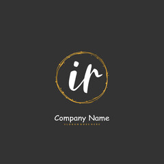 I R IR Initial handwriting and signature logo design with circle. Beautiful design handwritten logo for fashion, team, wedding, luxury logo.