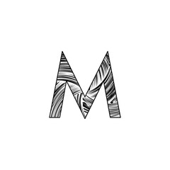M Letter Initial Letter Logo, Black and white art style letter vector design template concept
