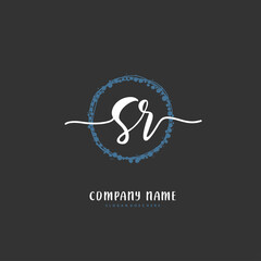 S R SR Initial handwriting and signature logo design with circle. Beautiful design handwritten logo for fashion, team, wedding, luxury logo.