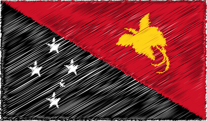 Vector Illustration of Sketch Style Papua New Guinea Flag