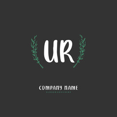 U R UR Initial handwriting and signature logo design with circle. Beautiful design handwritten logo for fashion, team, wedding, luxury logo.