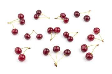 Naklejka na ściany i meble Сherry berries isolated on white background. With clipping path.