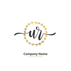 Fototapeta premium U R UR Initial handwriting and signature logo design with circle. Beautiful design handwritten logo for fashion, team, wedding, luxury logo.