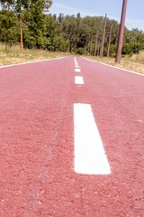 red gummed bike lane