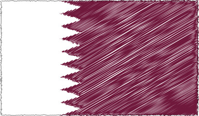 Vector Illustration of Sketch Style Qatar Flag